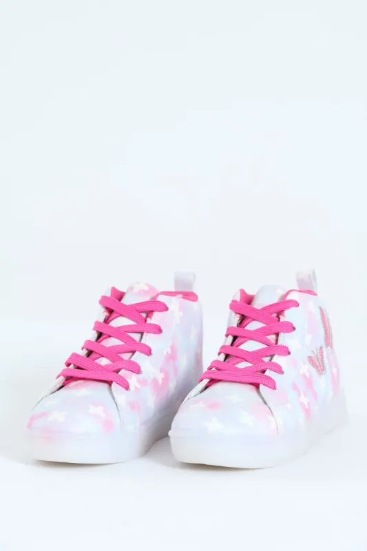 Girls Butterfly Light Up Hitop Sneaker - Pink made by Edgars 