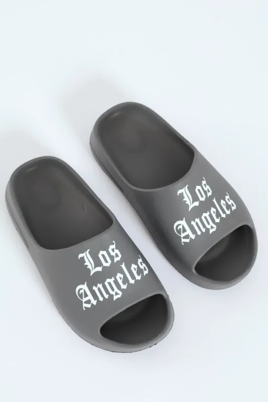 Boys Printed Moulded Slide - Grey sold by Edgars