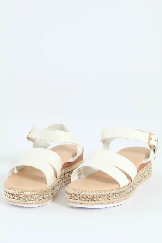 Girls Espadrille Platform Sandal - White sold by Edgars 