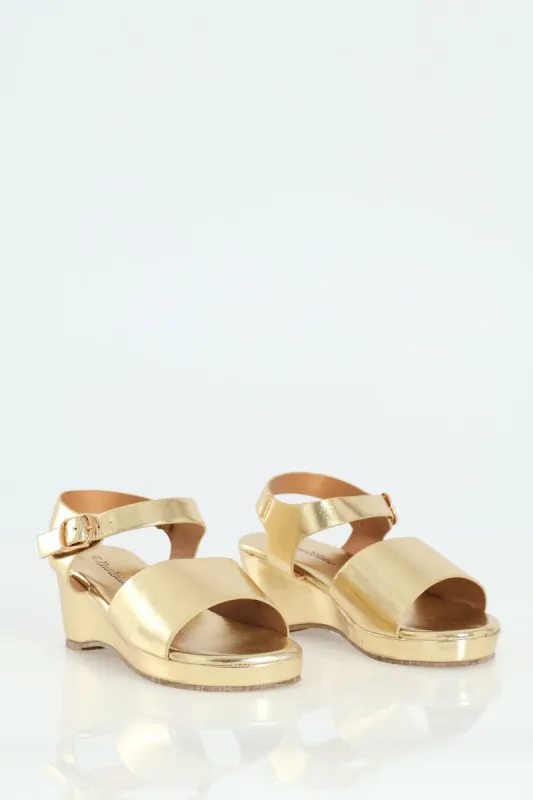 Girls Platform Sandal - Gold sold by Edgars 