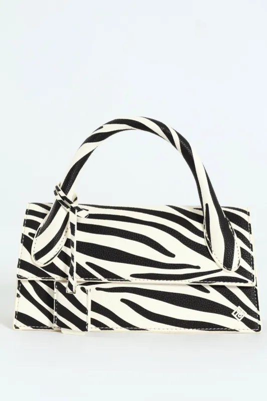 Aurevoir Top Handle Bag - Black/White sold by Edgars