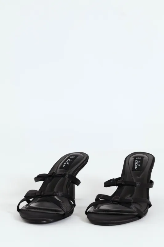 Dainty Bow Detail Kitten Heel Sandal - Black sold by Edgars 