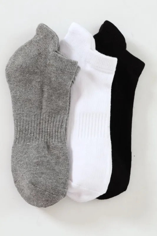 3 Pack Low Cut Sport Socks - White/Grey/Black sold by Edgars