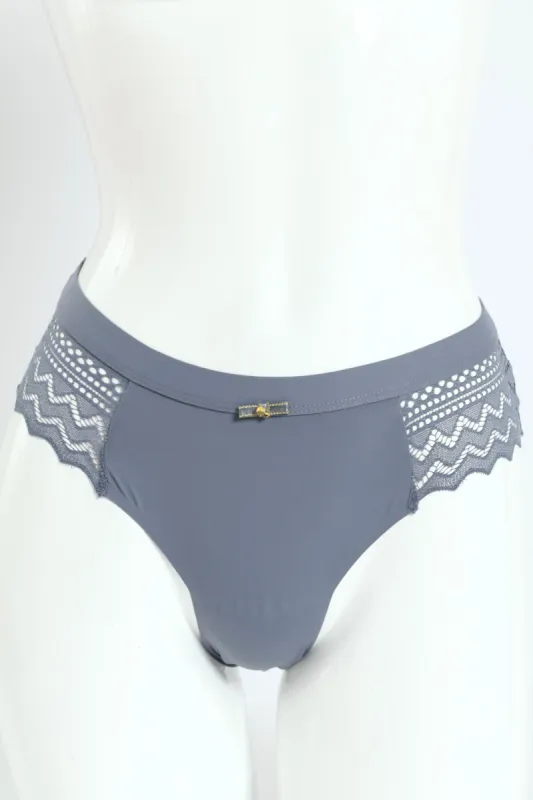 Microfibre & Lace Midi Panties - Slate Grey sold by Edgars 