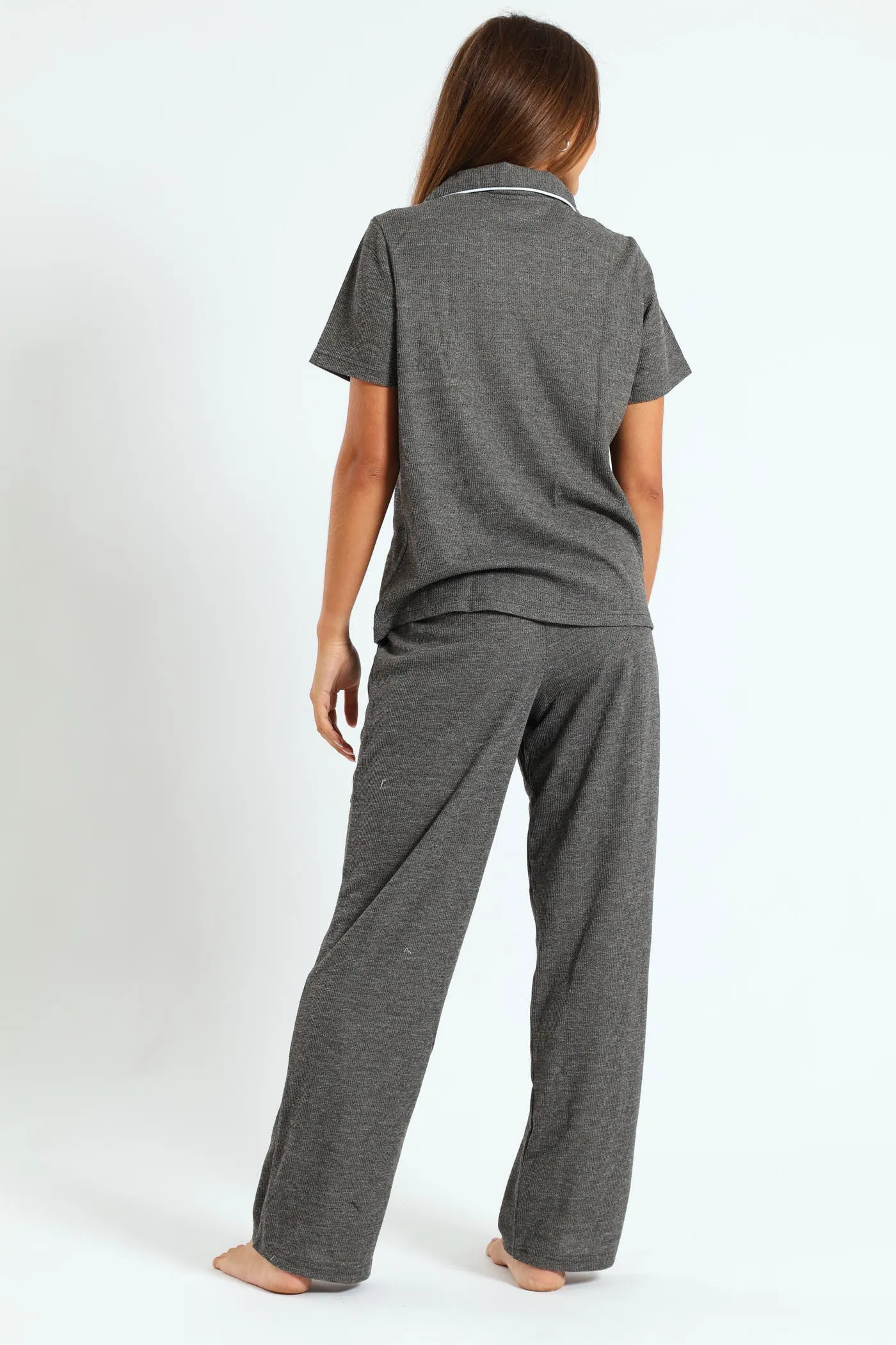Button Through & Waffle Pant Set - Charcoal sold by Edgars product image thumbnail 2