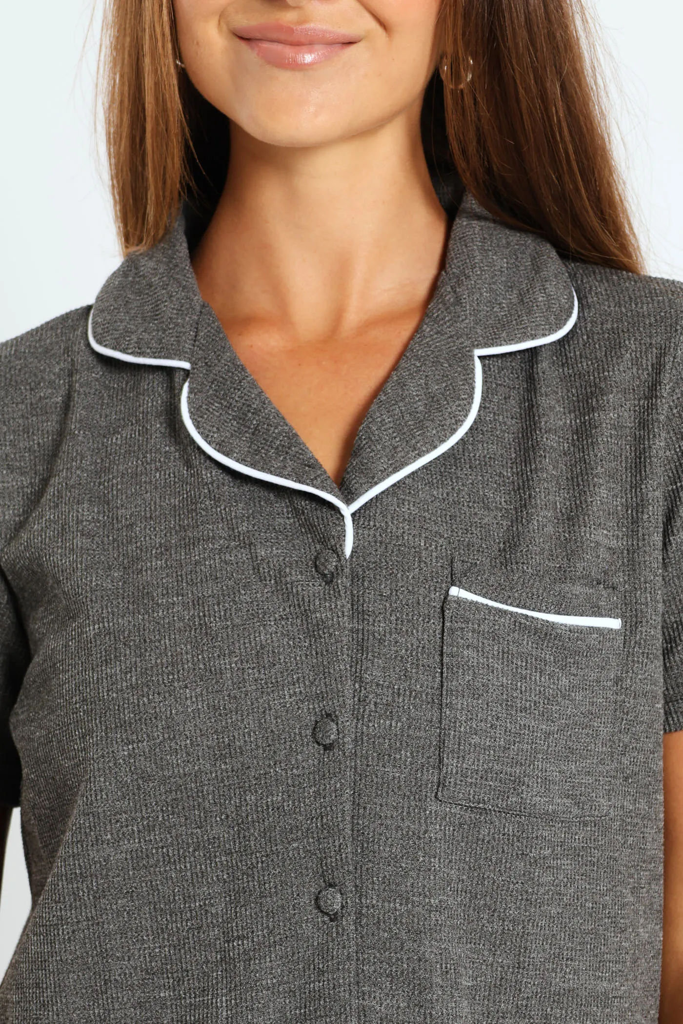 Button Through & Waffle Pant Set - Charcoal sold by Edgars product image thumbnail 4