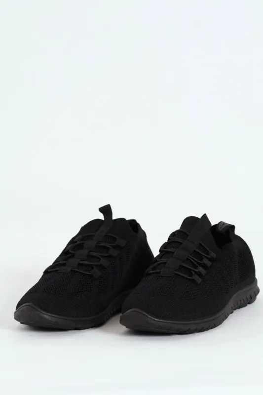 Soft Nansia Knit Lace Up Sneaker - Black sold by Edgars