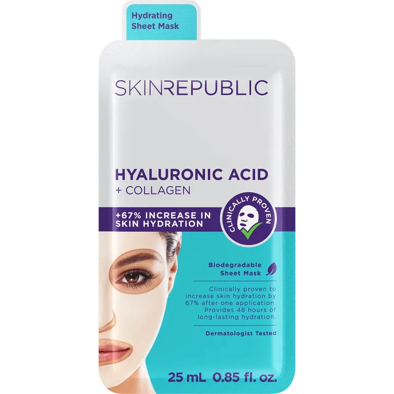 Skin Republic Hyaluronic Acid And Collagen Face Mask 25ml sold by Edgars