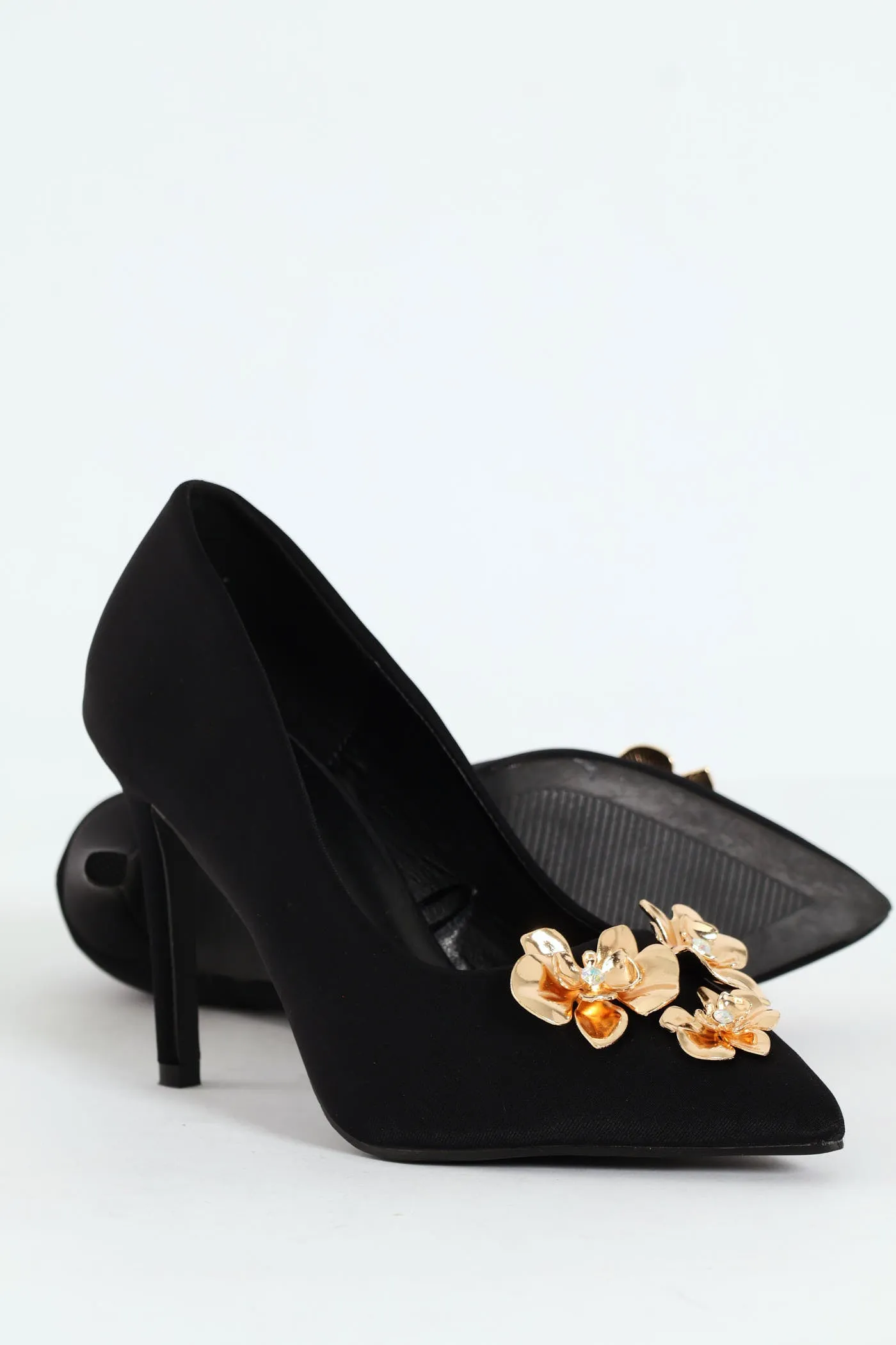 Jewelled Trimmed Court Heel - Black sold by Edgars