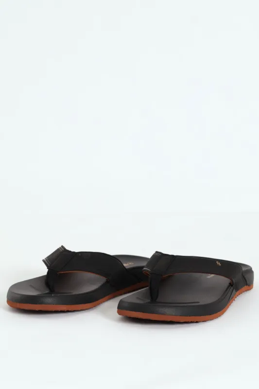 Ultra Soft Wide Vamp Sandal - Black sold by Edgars