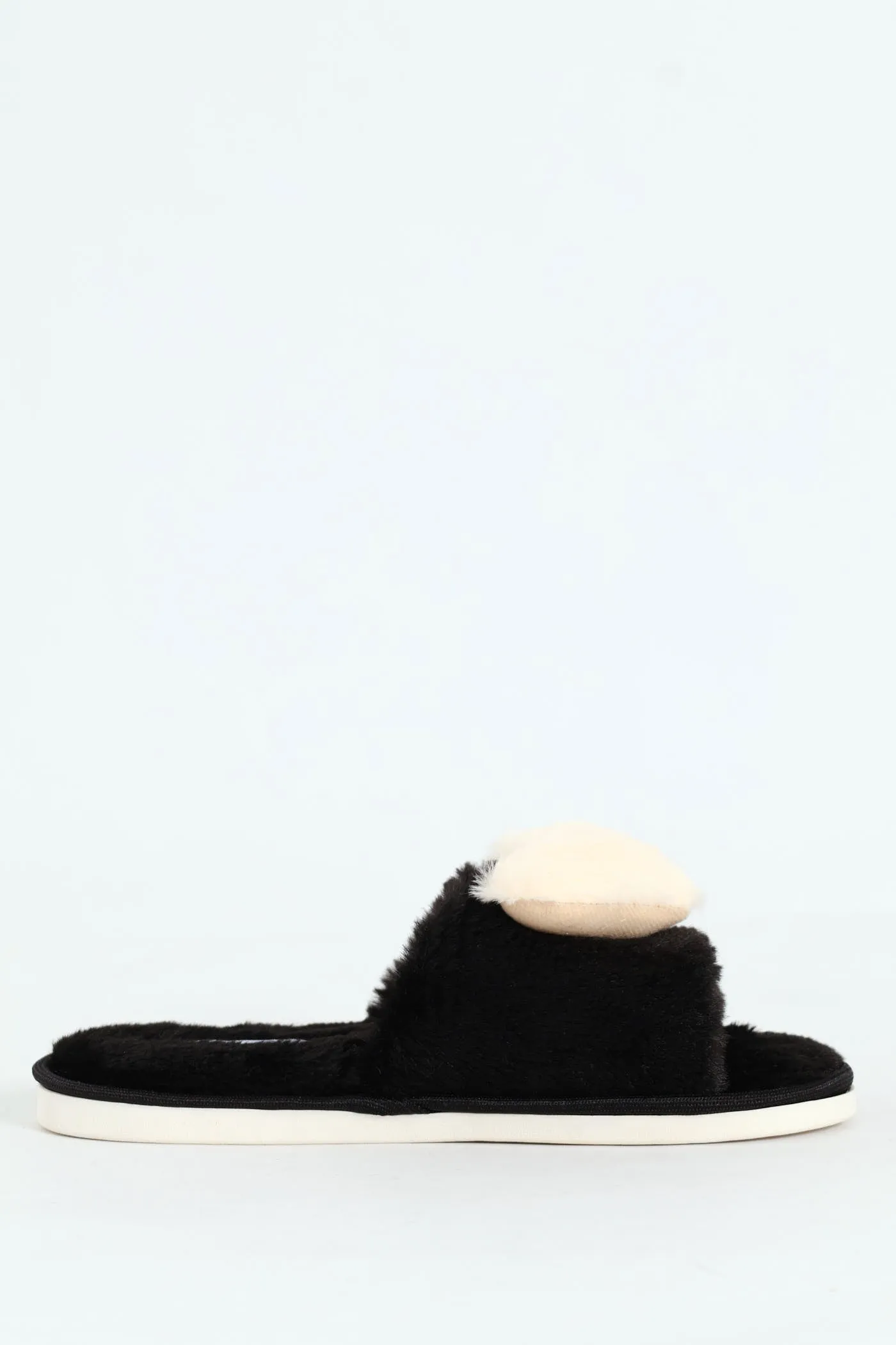 Big Fur Heart Open Toe Slipper - Black/Beige sold by Edgars product image thumbnail 3