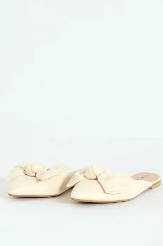 Soft Big Bow Push In Mule - Stone sold by Edgars 