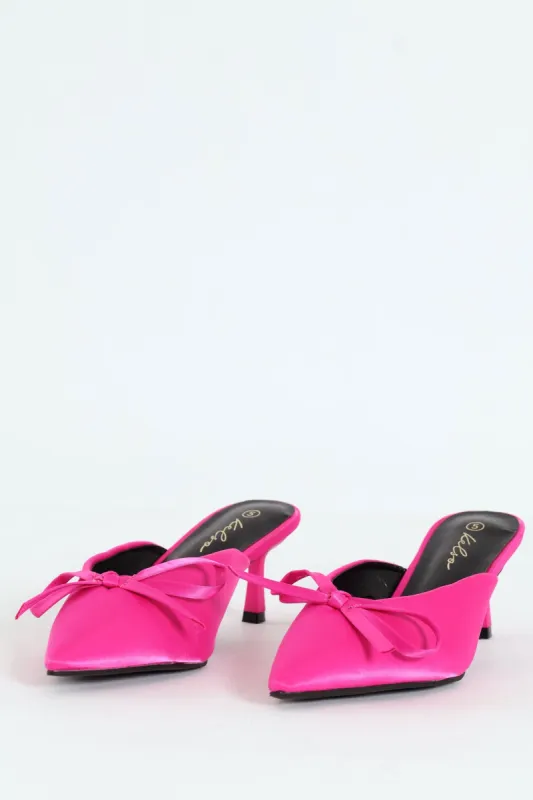 V-Cut Mule Heel With Rope Bow - Cerise sold by Edgars