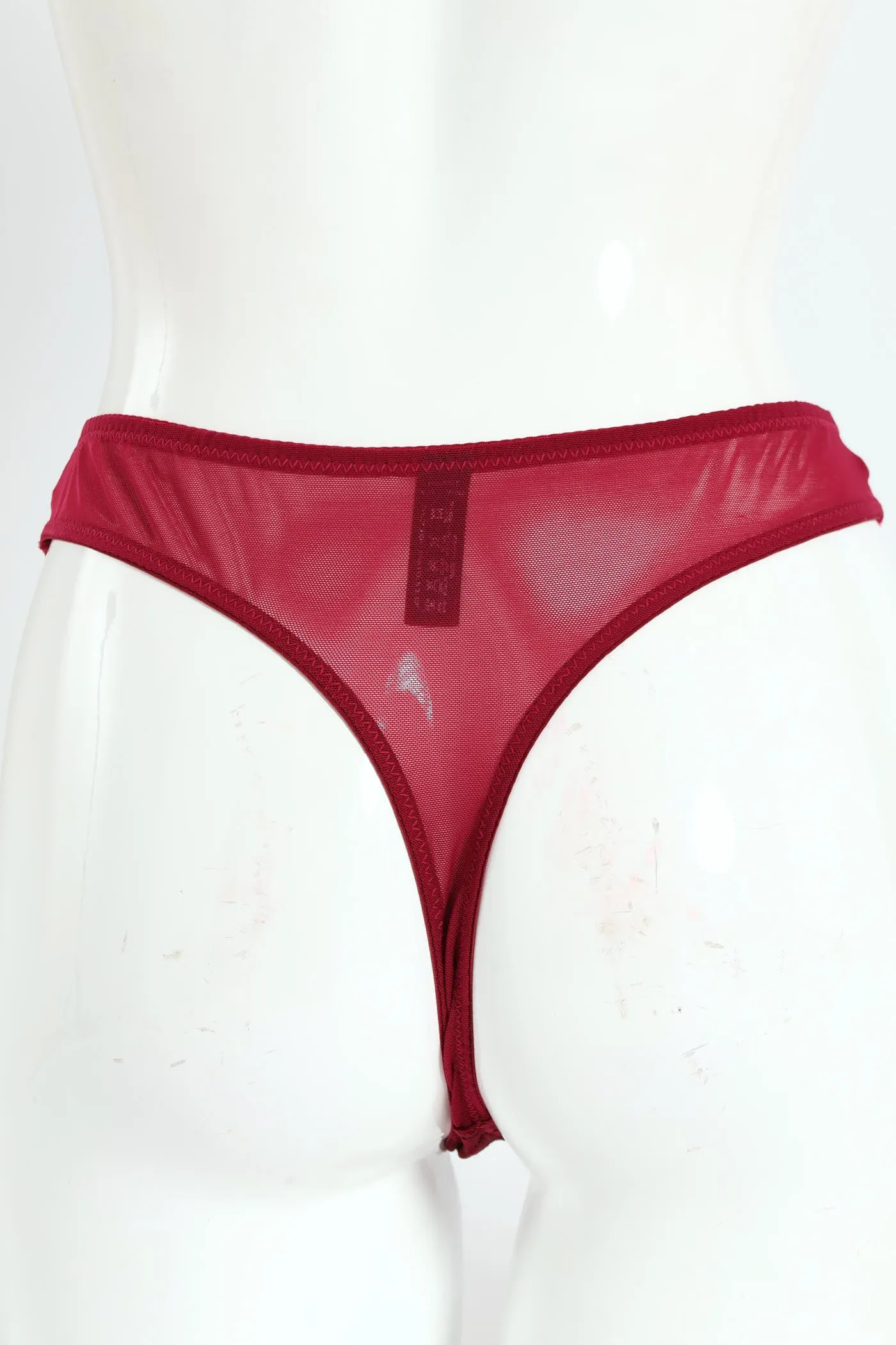 Heart Lace & Mesh Thong Panty - Wine sold by Edgars product image thumbnail 2