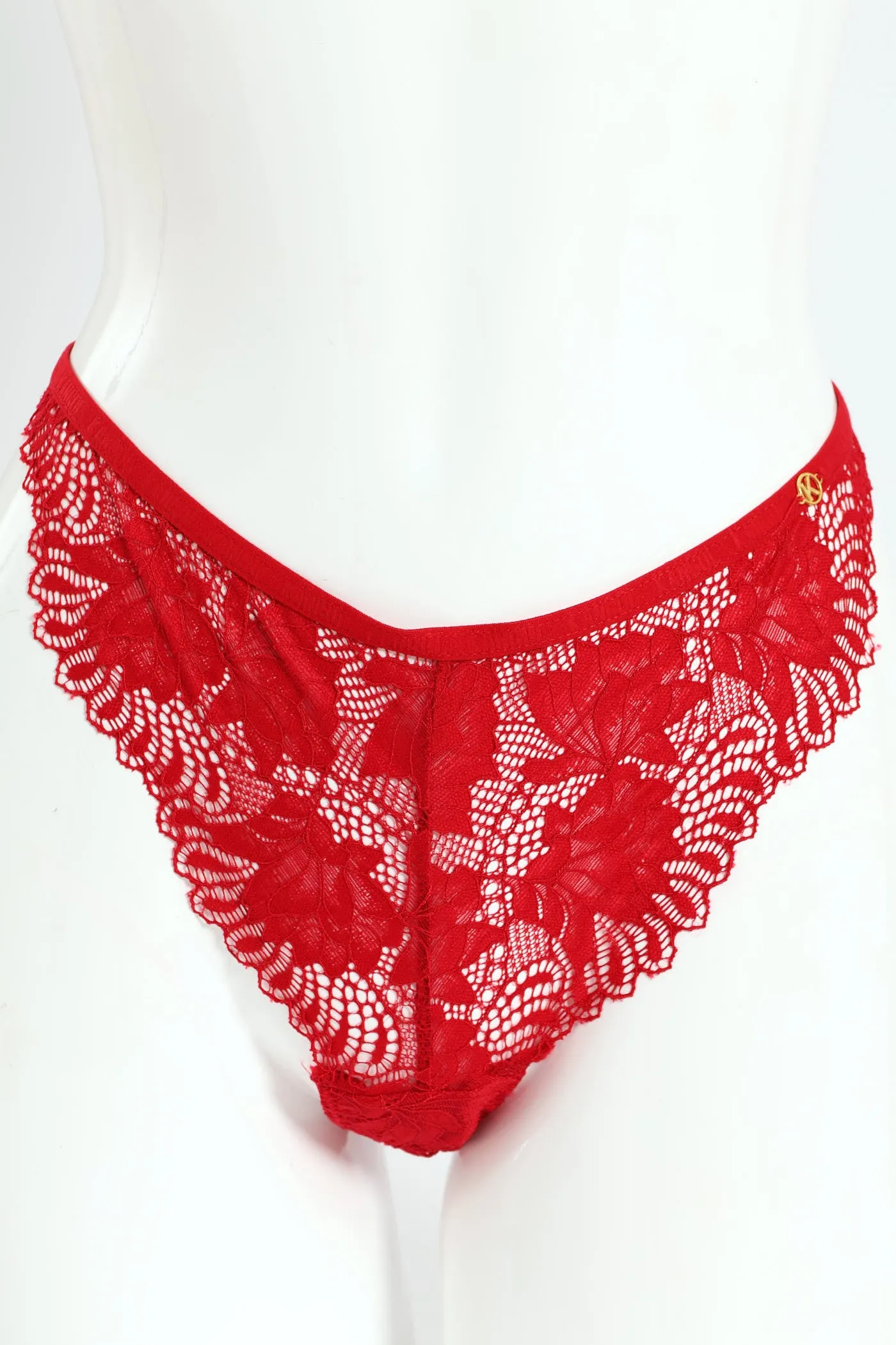 3 Pack Galloon Lace Brazilian Panties - Red/Black/Milk sold by Edgars