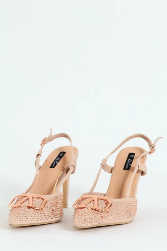 Irridescent Pointy Pump Stiletto Heel - Rose Gold sold by Edgars