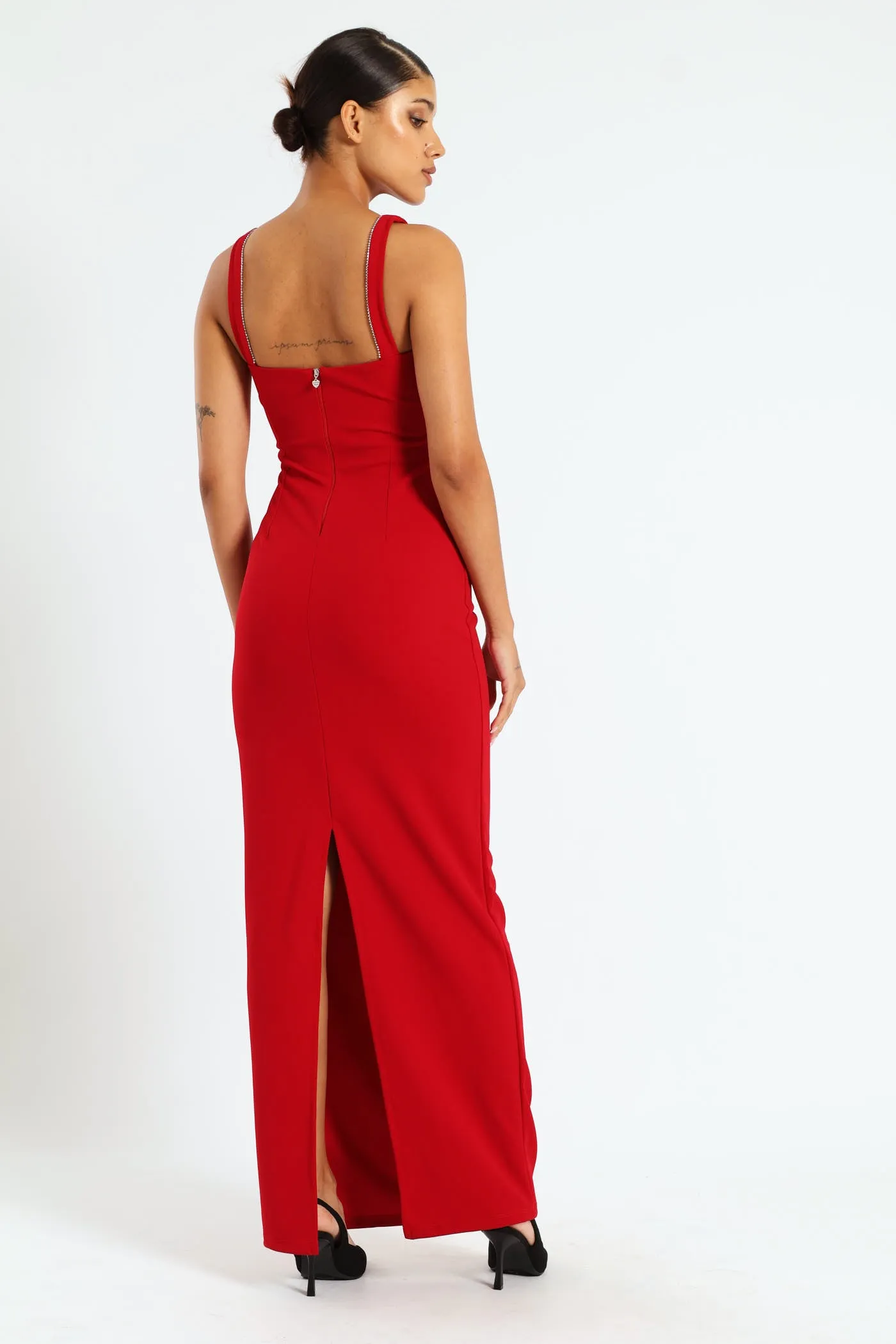 V-Neck Maxi Dress With Trim - Red sold by Edgars product image thumbnail 3