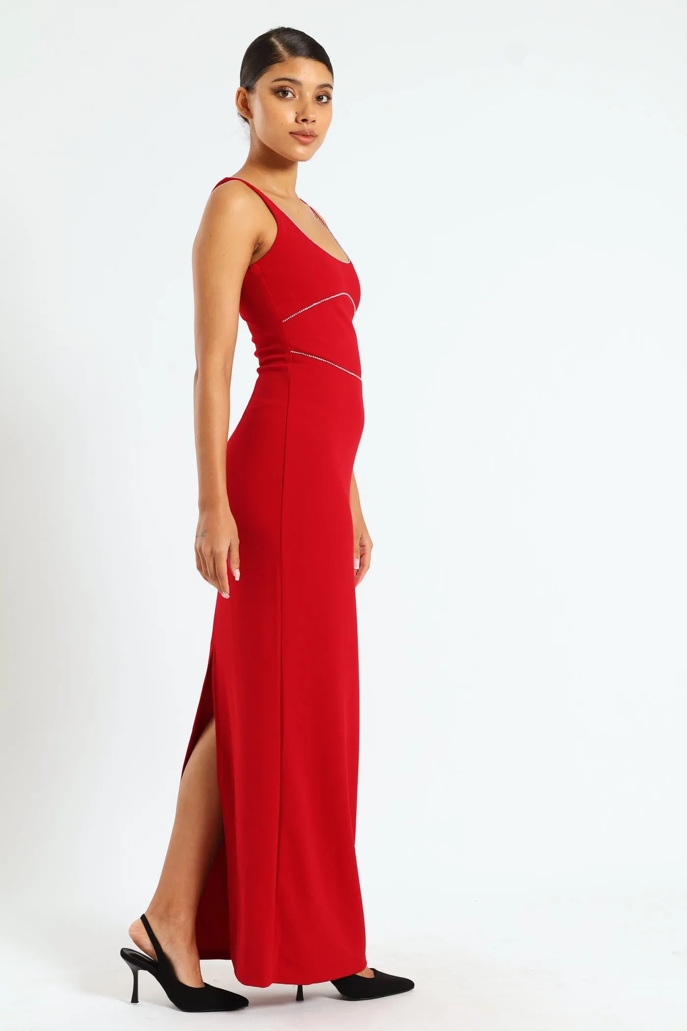 V-Neck Maxi Dress With Trim - Red sold by Edgars product image thumbnail 2