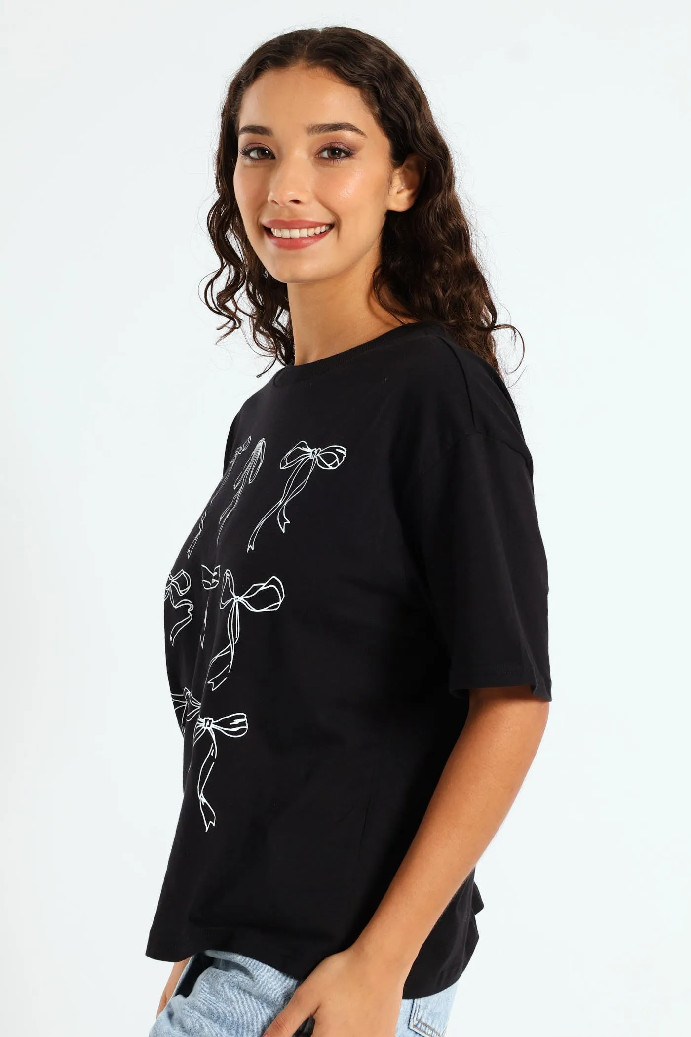 Oversized Bow Printed Tee - Black sold by Edgars product image thumbnail 2