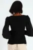 Sweetheart Neckline Shimmer Combo Blouse - Black sold by Edgars