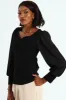 Sweetheart Neckline Shimmer Combo Blouse - Black sold by Edgars