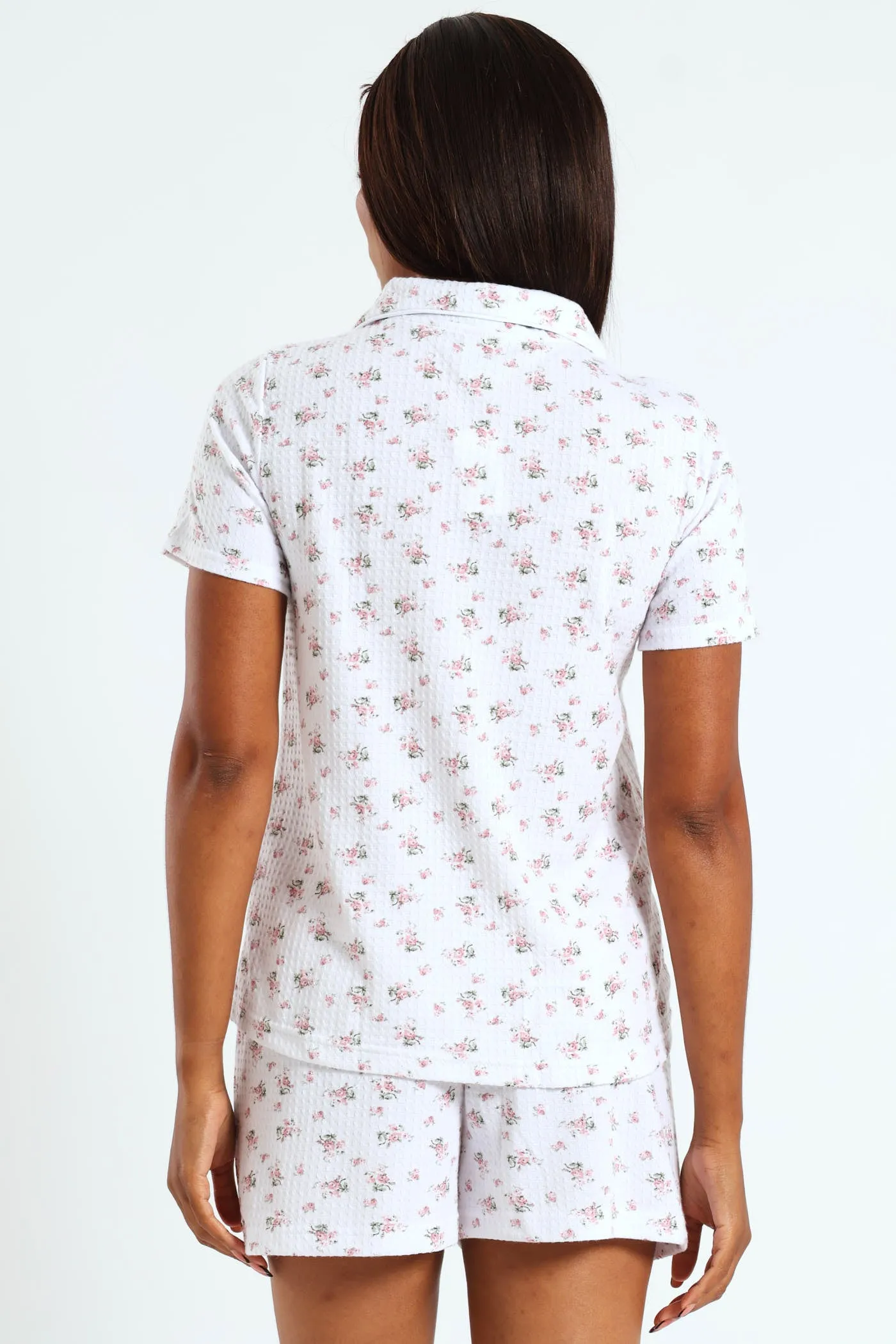 Floral Waffle Button Through & Short Set - White sold by Edgars product image thumbnail 3