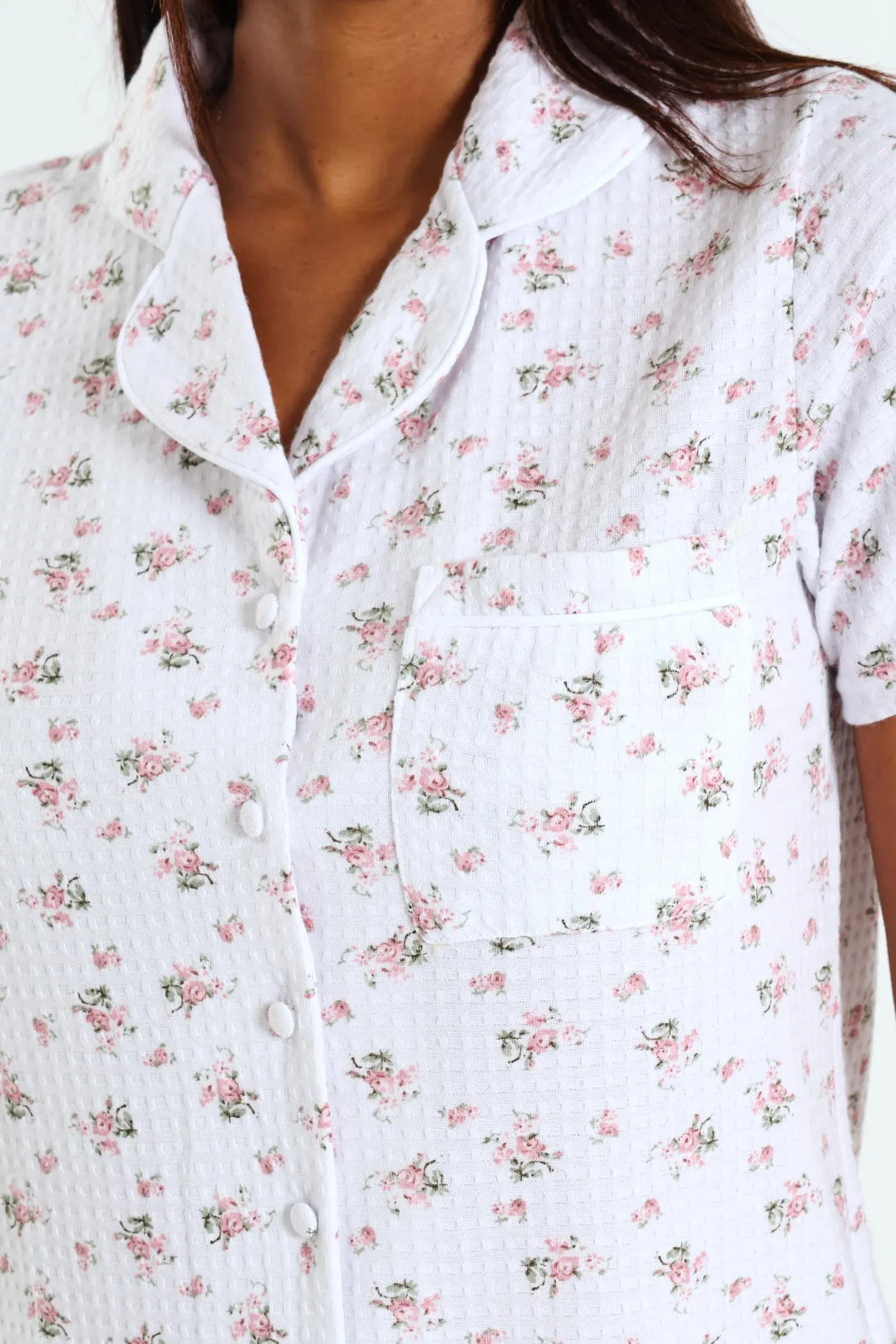 Floral Waffle Button Through & Short Set - White sold by Edgars product image thumbnail 4