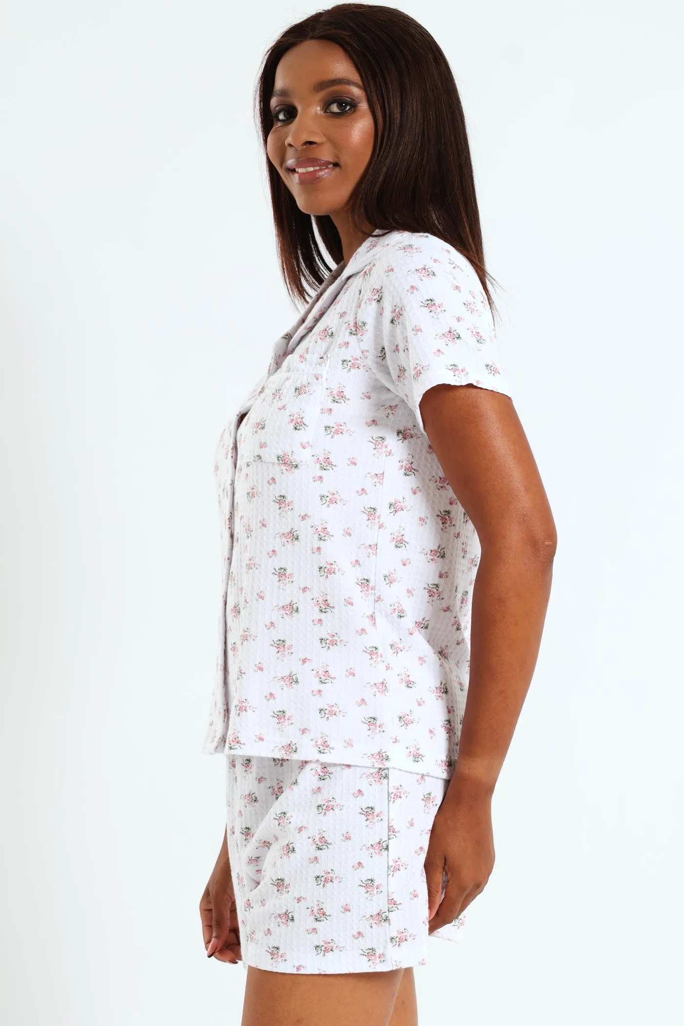 Floral Waffle Button Through & Short Set - White sold by Edgars product image thumbnail 2