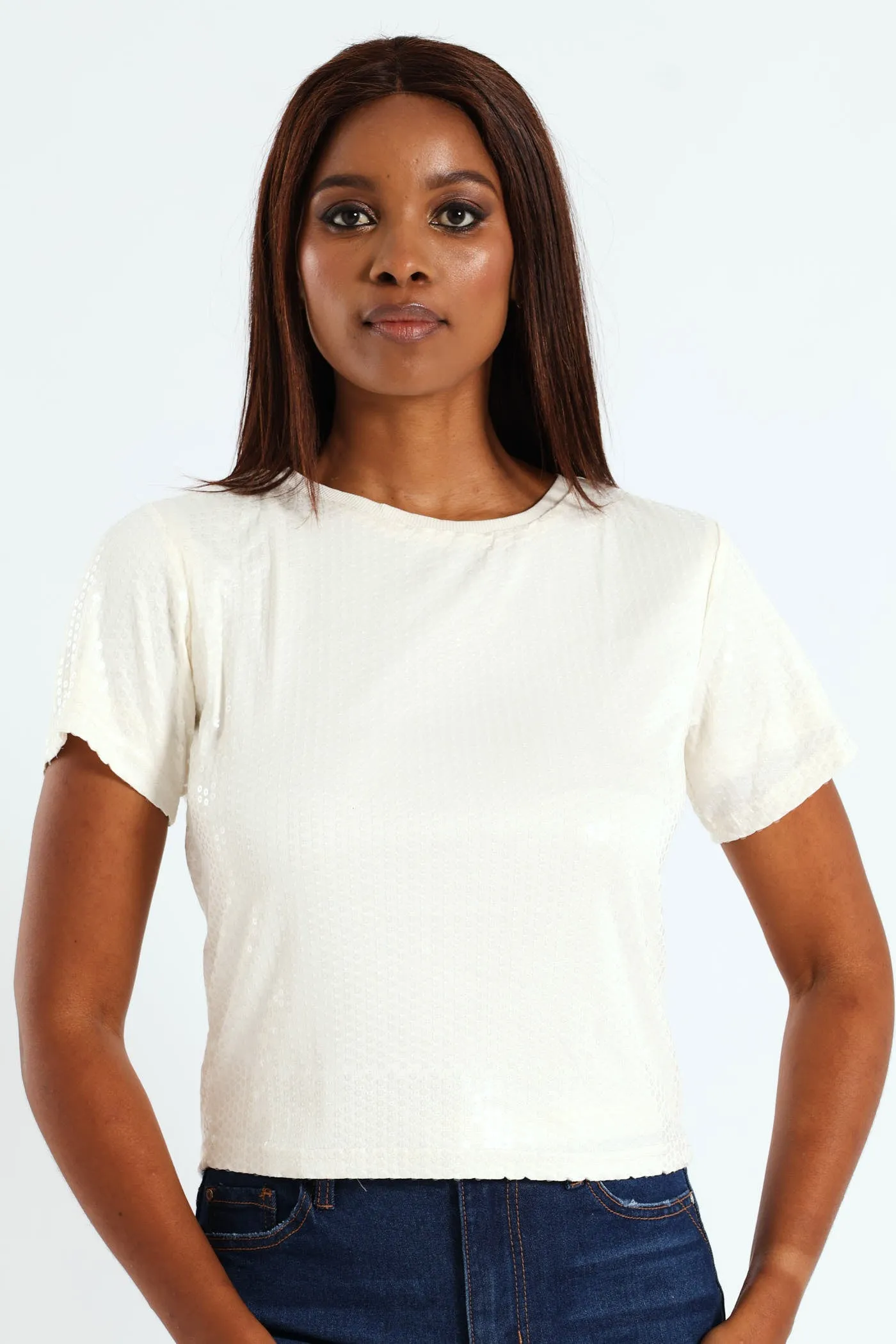Sequin Blouse - Cream sold by Edgars