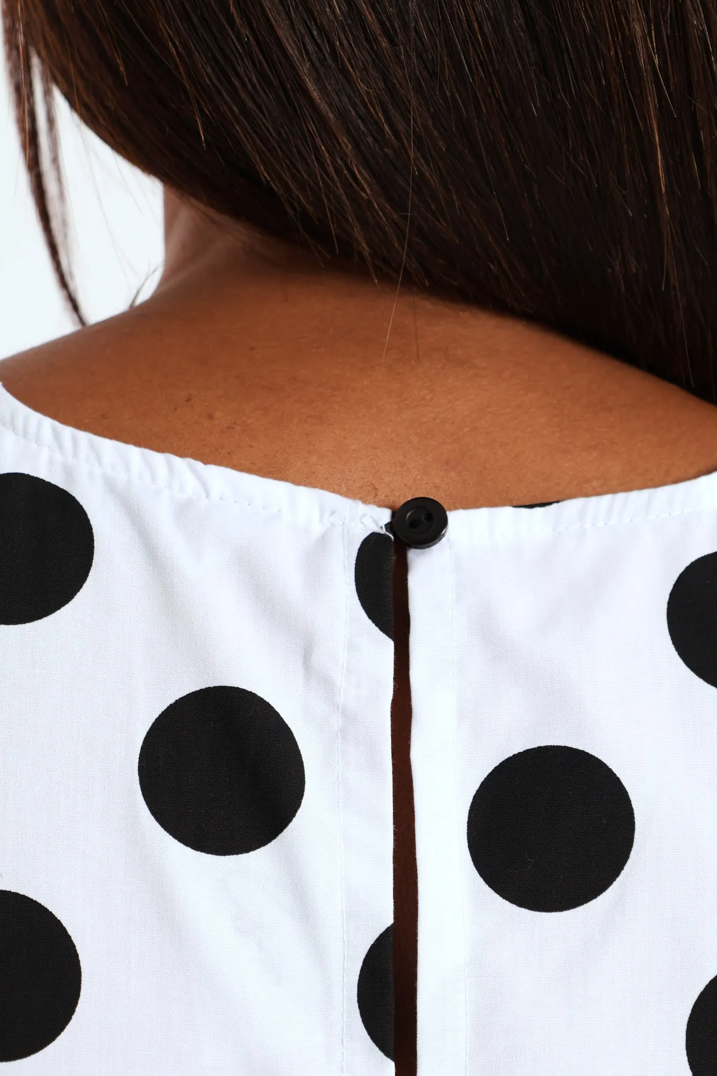 Puff Sleeve Polka Dot Poplin Midaxi Dress - White/Black sold by Edgars product image thumbnail 5