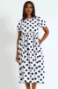 Puff Sleeve Polka Dot Poplin Midaxi Dress - White/Black sold by Edgars 