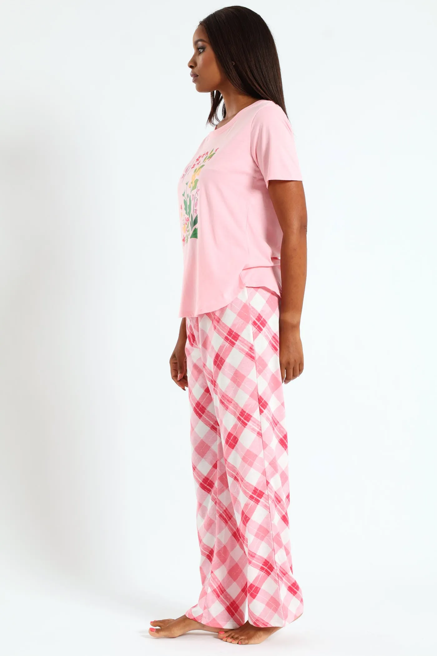 Floral Check Knit Top & Pant Set - Pink sold by Edgars product image thumbnail 2