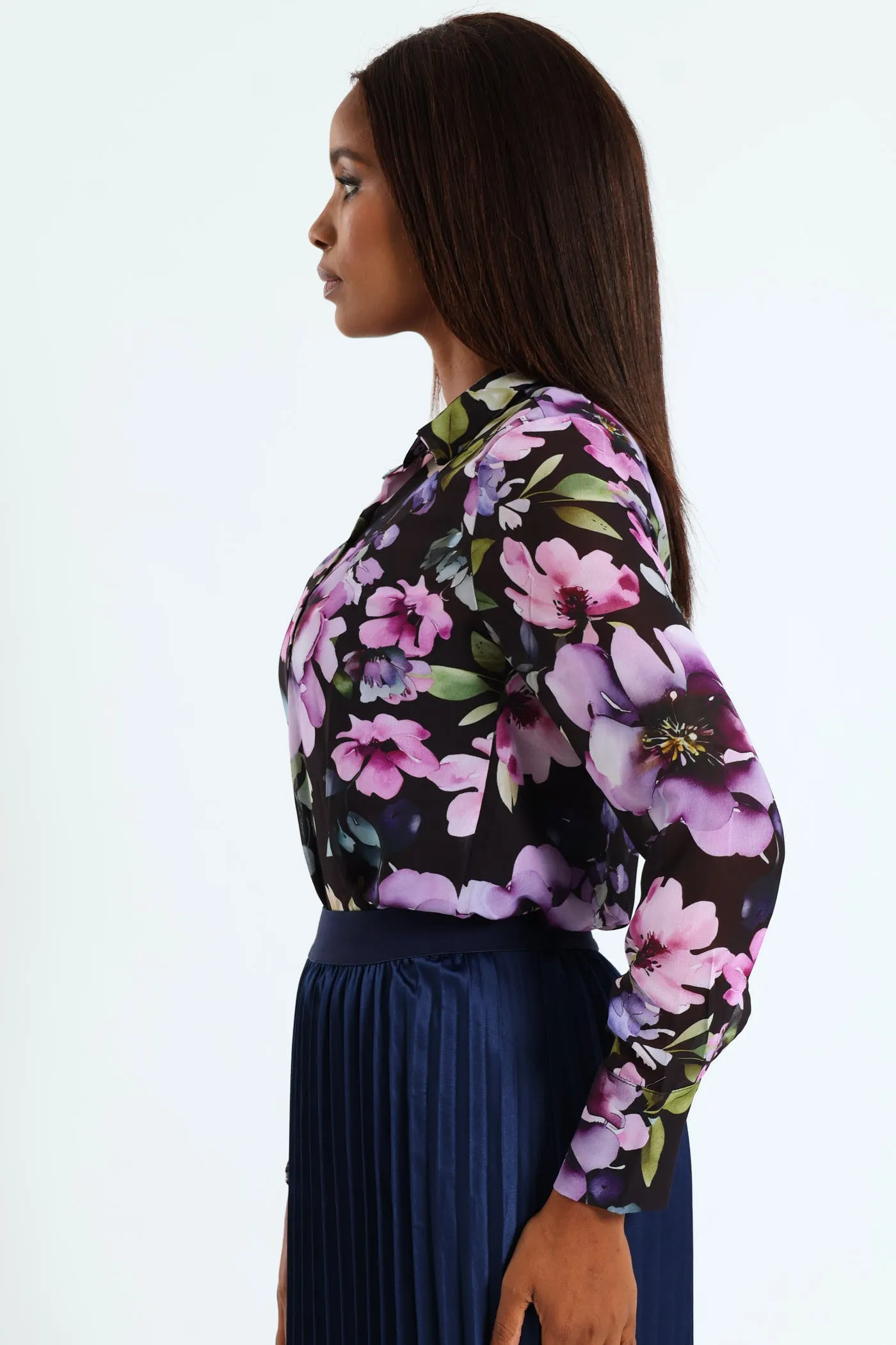 Hydrangea Floral Chiffon Shirt - Black sold by Edgars product image thumbnail 2