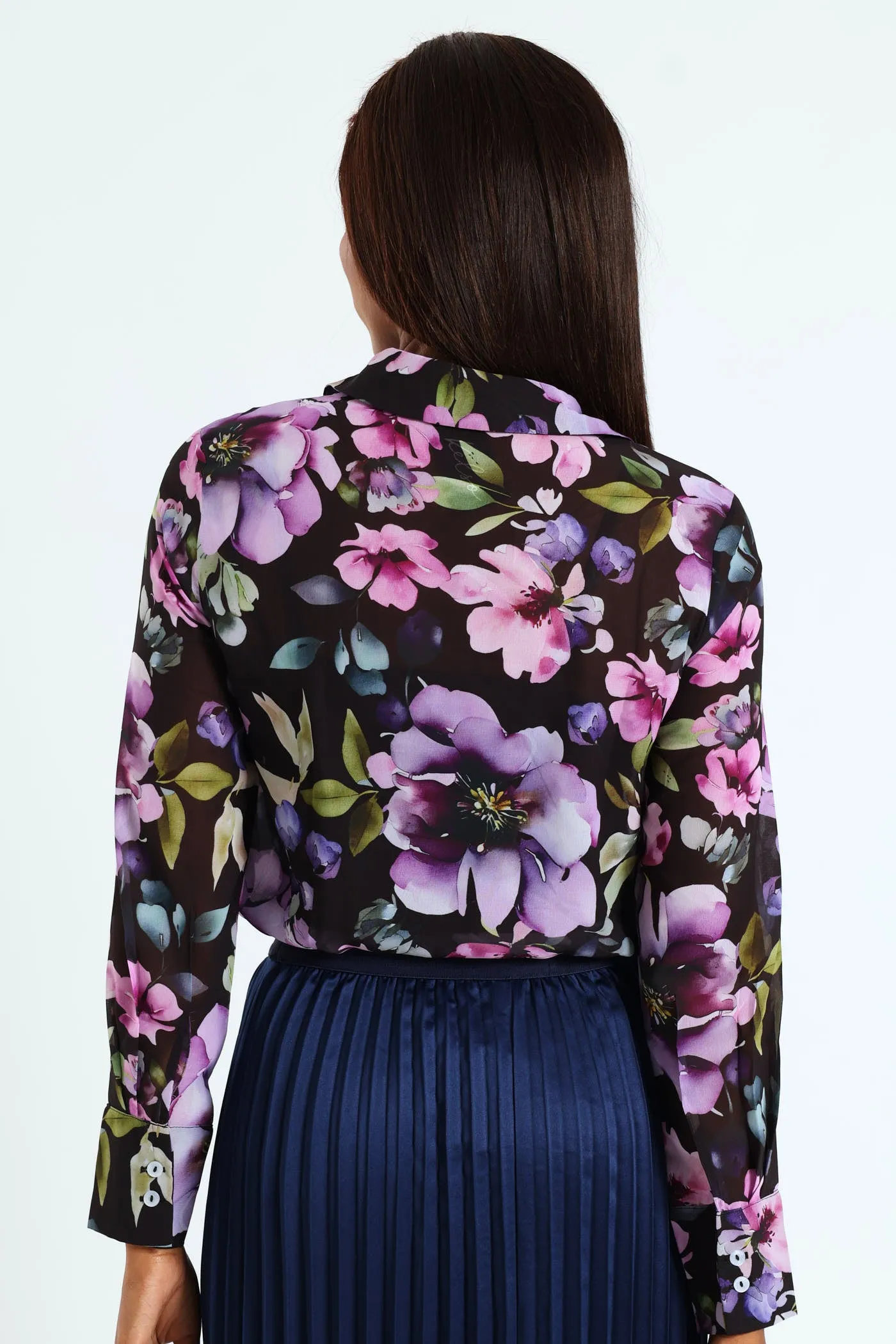 Hydrangea Floral Chiffon Shirt - Black sold by Edgars product image thumbnail 3