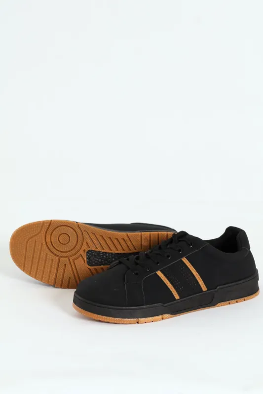 Lace Up Sneaker With Side Stripe - Black sold by Edgars