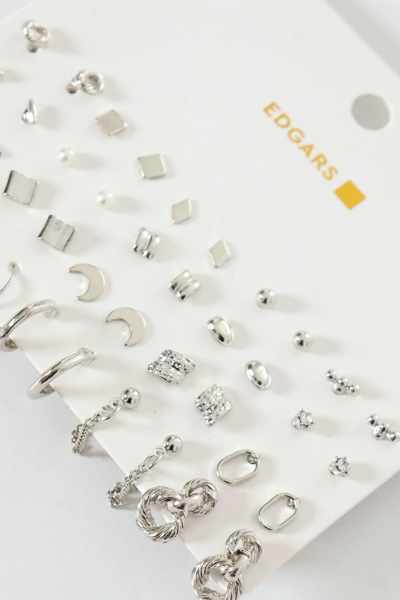 20 Pack Stud & Hoop Earrings - Silver sold by Edgars