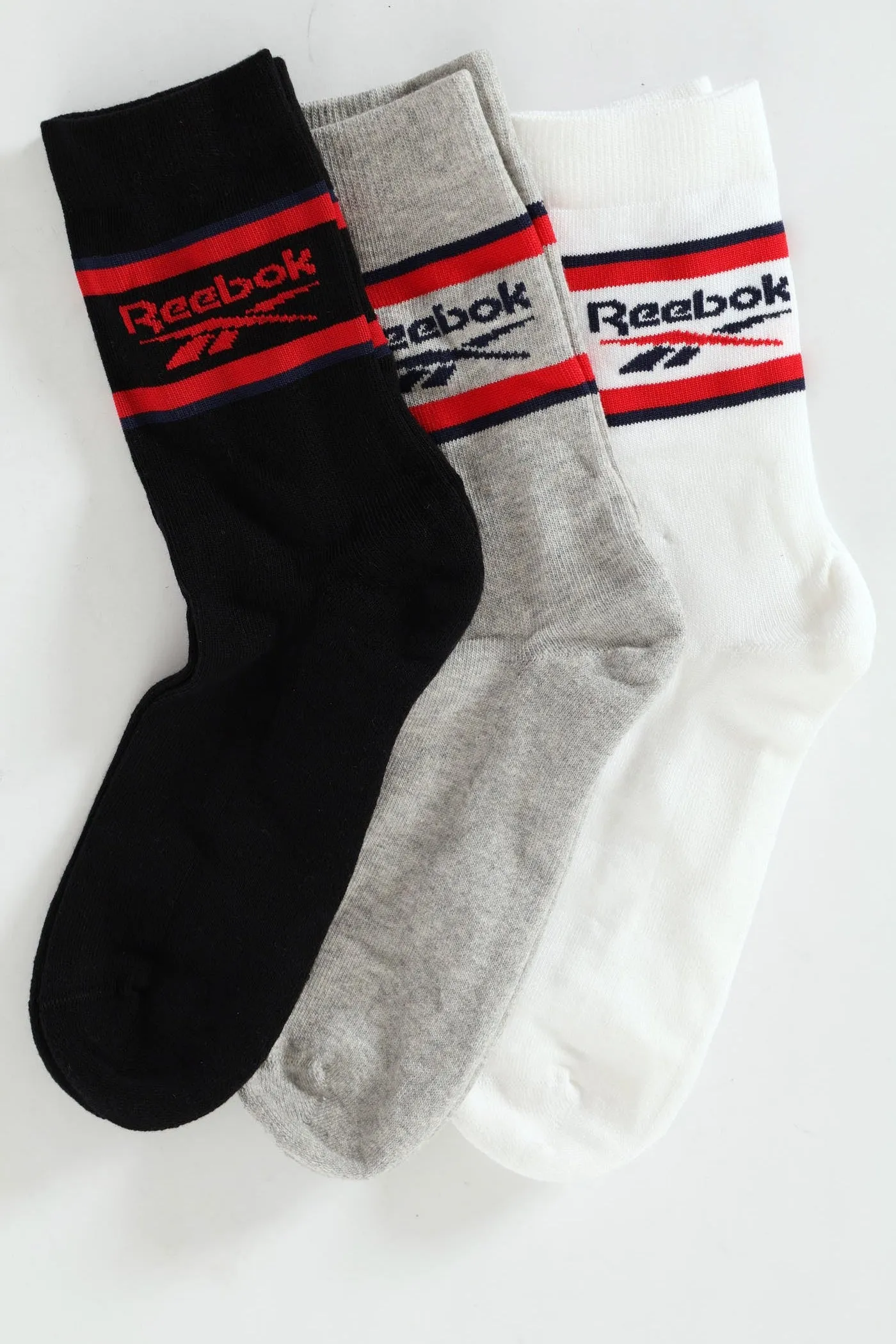 3 Pack Sport Crew Socks - White/Black/Grey sold by Edgars
