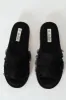Open Toe Slipper With Floral Upper - Black sold by Edgars