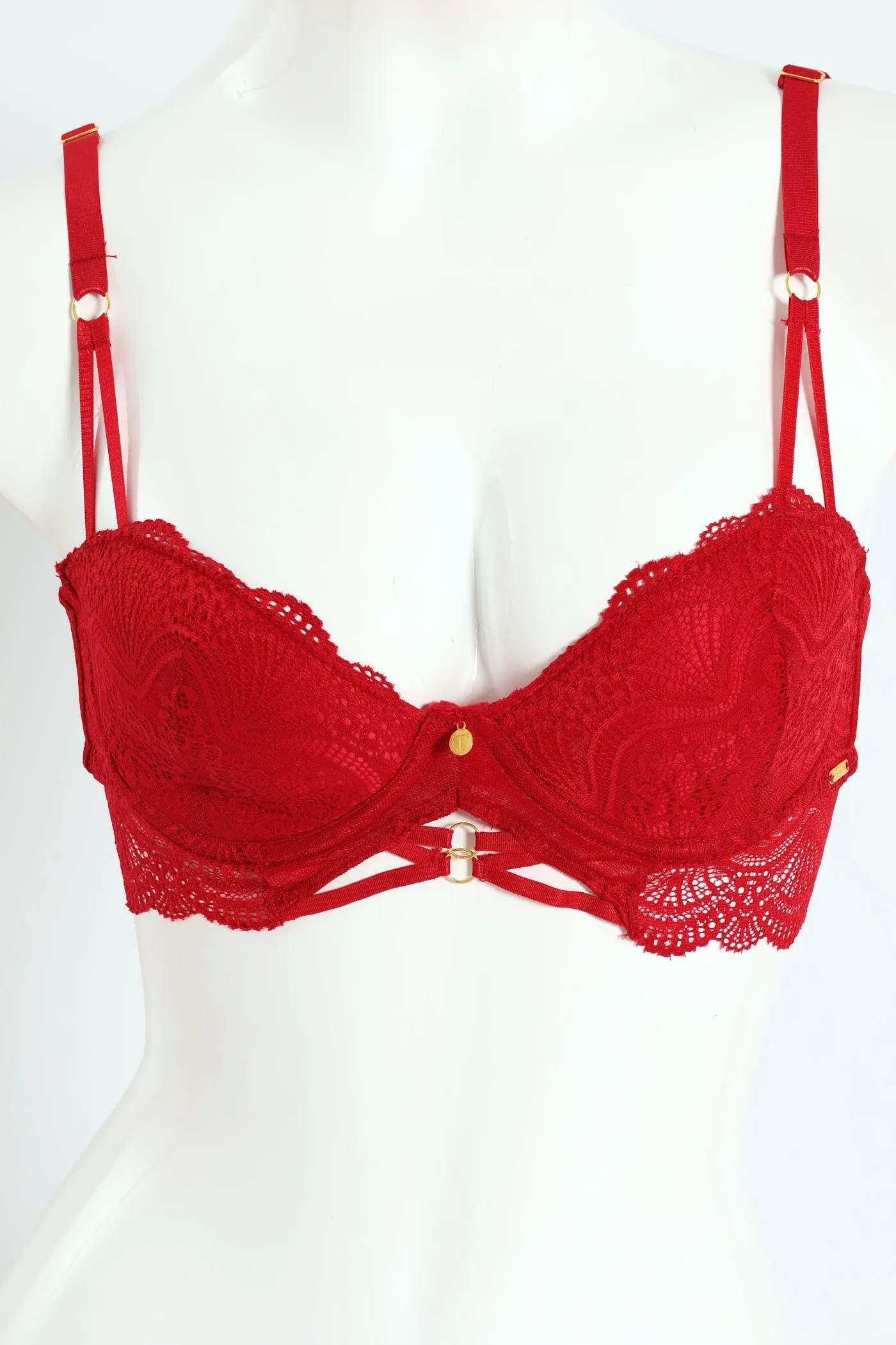 Lace Balconette Bra - Red sold by Edgars