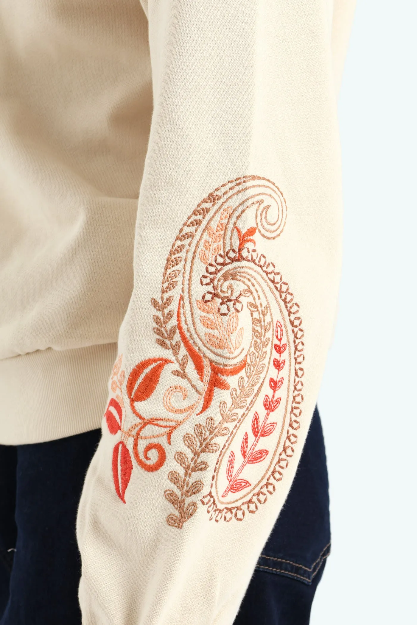 Paisley Embroidered Sleeve Pullover - Fawn sold by Edgars product image thumbnail 2