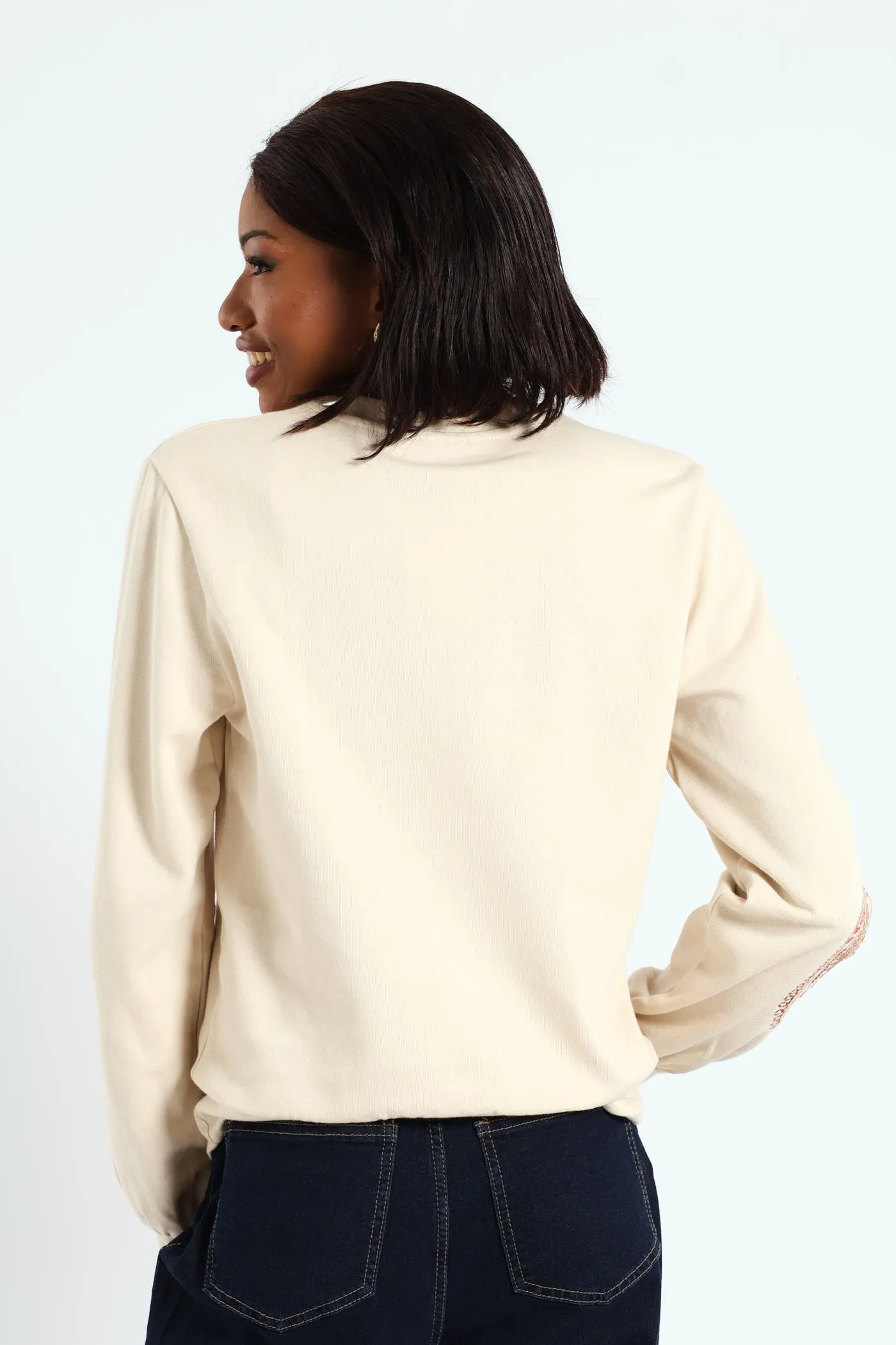 Paisley Embroidered Sleeve Pullover - Fawn sold by Edgars product image thumbnail 4