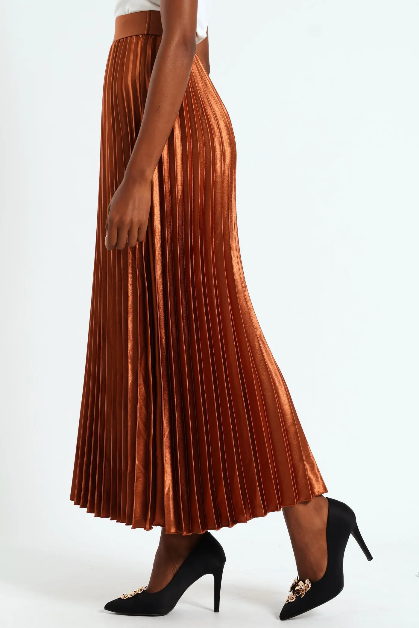 Pleated Satin Maxi Skirt - Copper sold by Edgars product image thumbnail 2