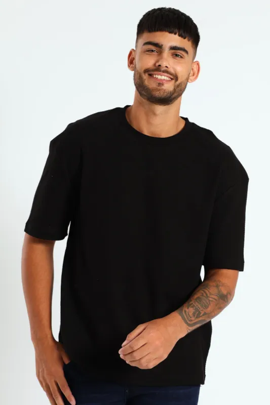 Pointelle Textured Tee - Black sold by Edgars 
