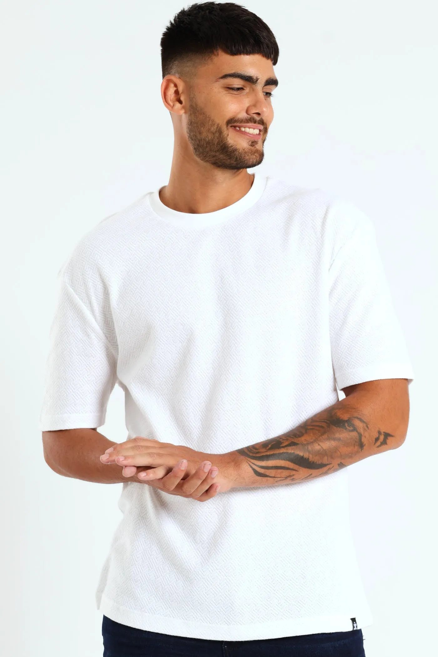 Pointelle Textured Tee - White sold by Edgars