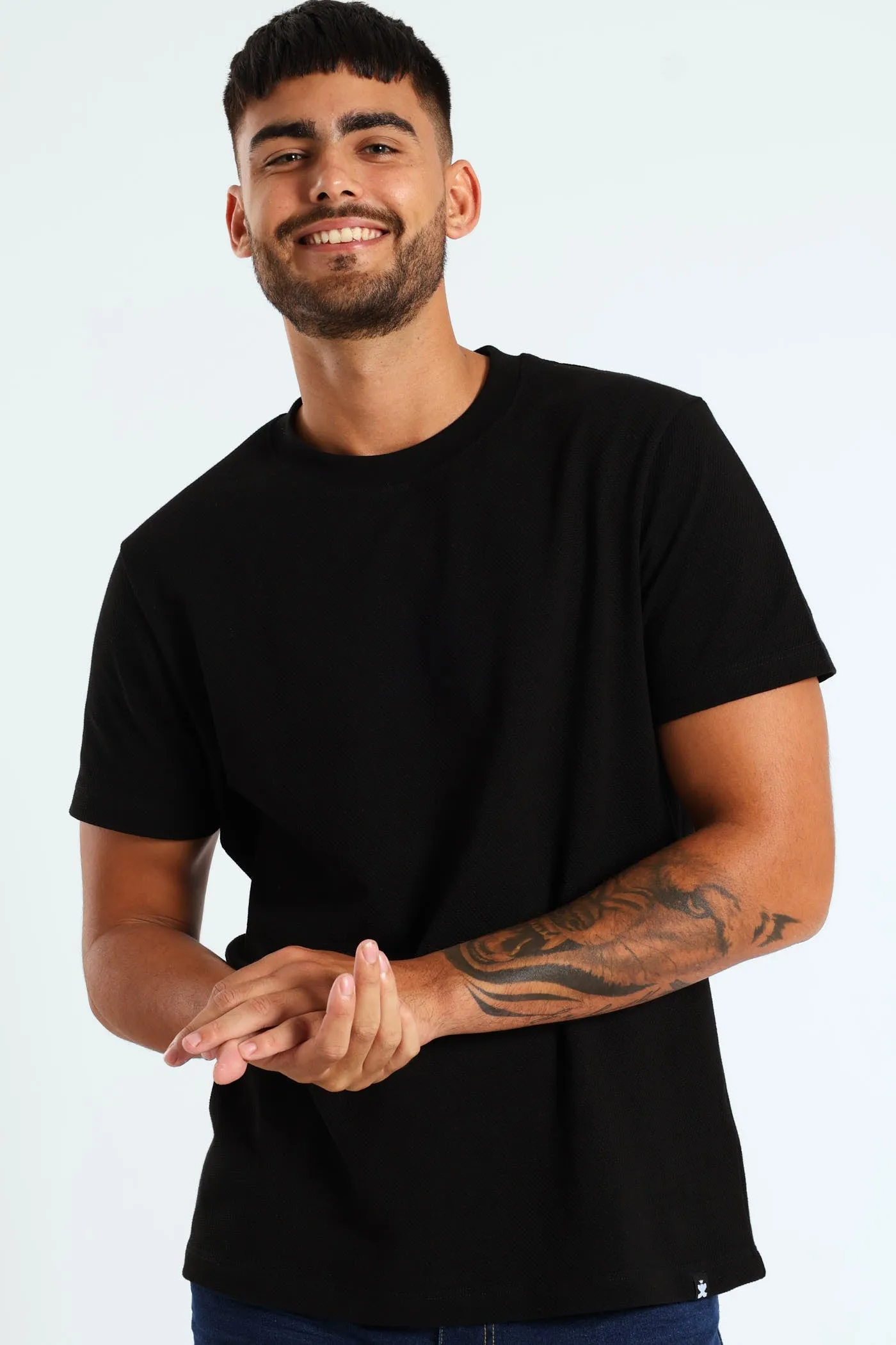 Waffle Crew Tee - Black sold by Edgars