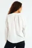 V-Neck Embroidered Peasant Blouse - Off White sold by Edgars