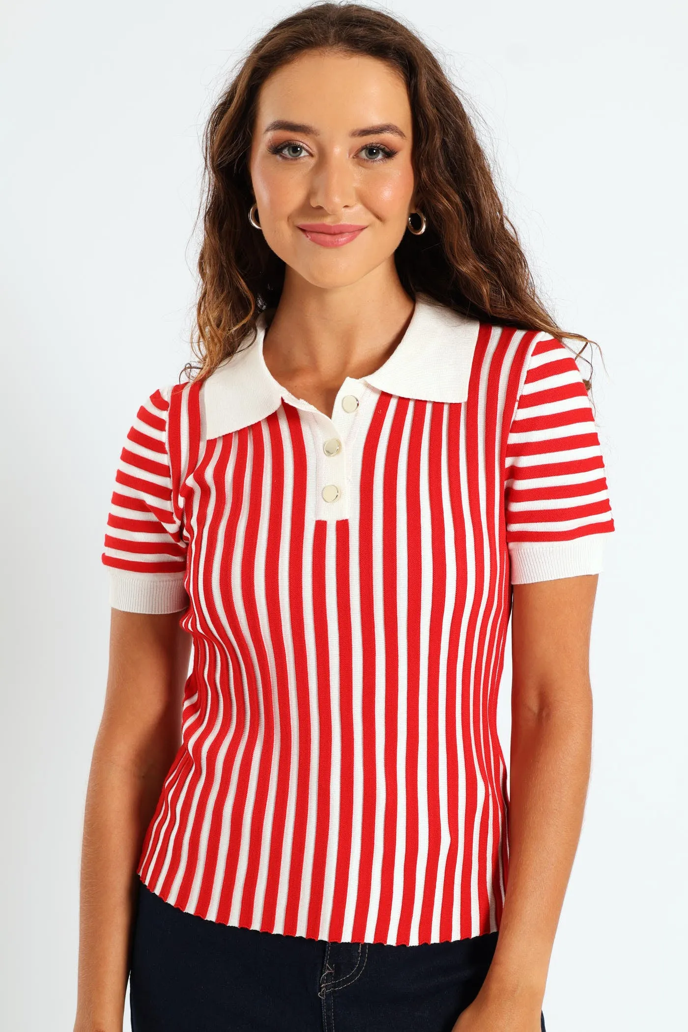Button Two Tone Golfer - White/Red sold by Edgars