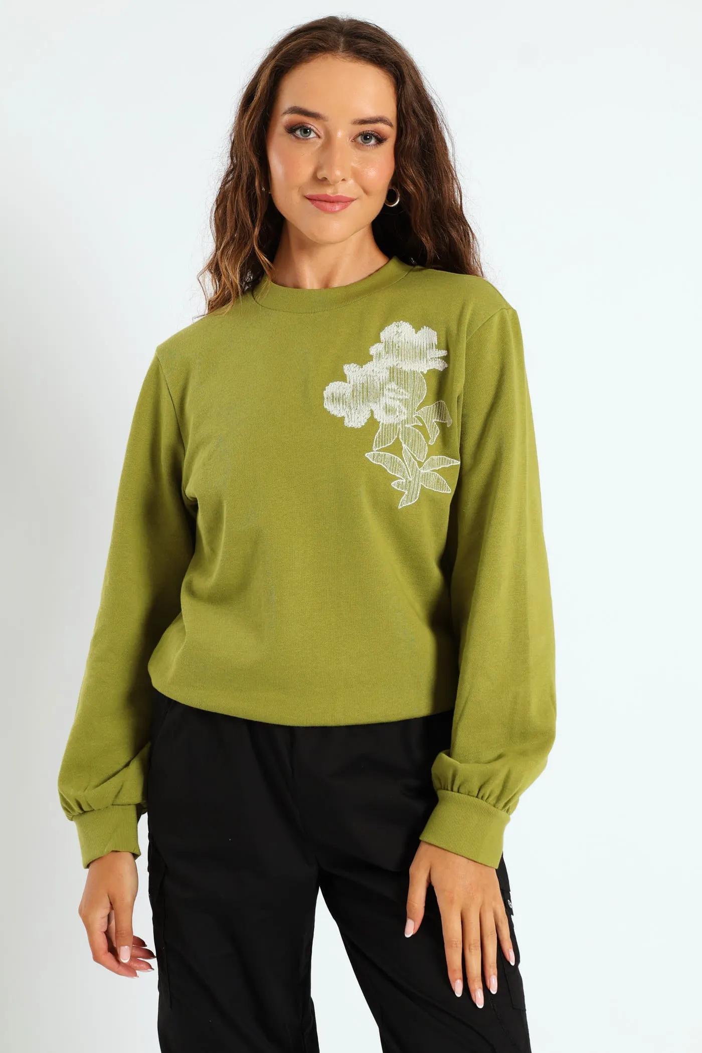 Digital Floral Emboidered Pullover - Avocado sold by Edgars product image thumbnail 3