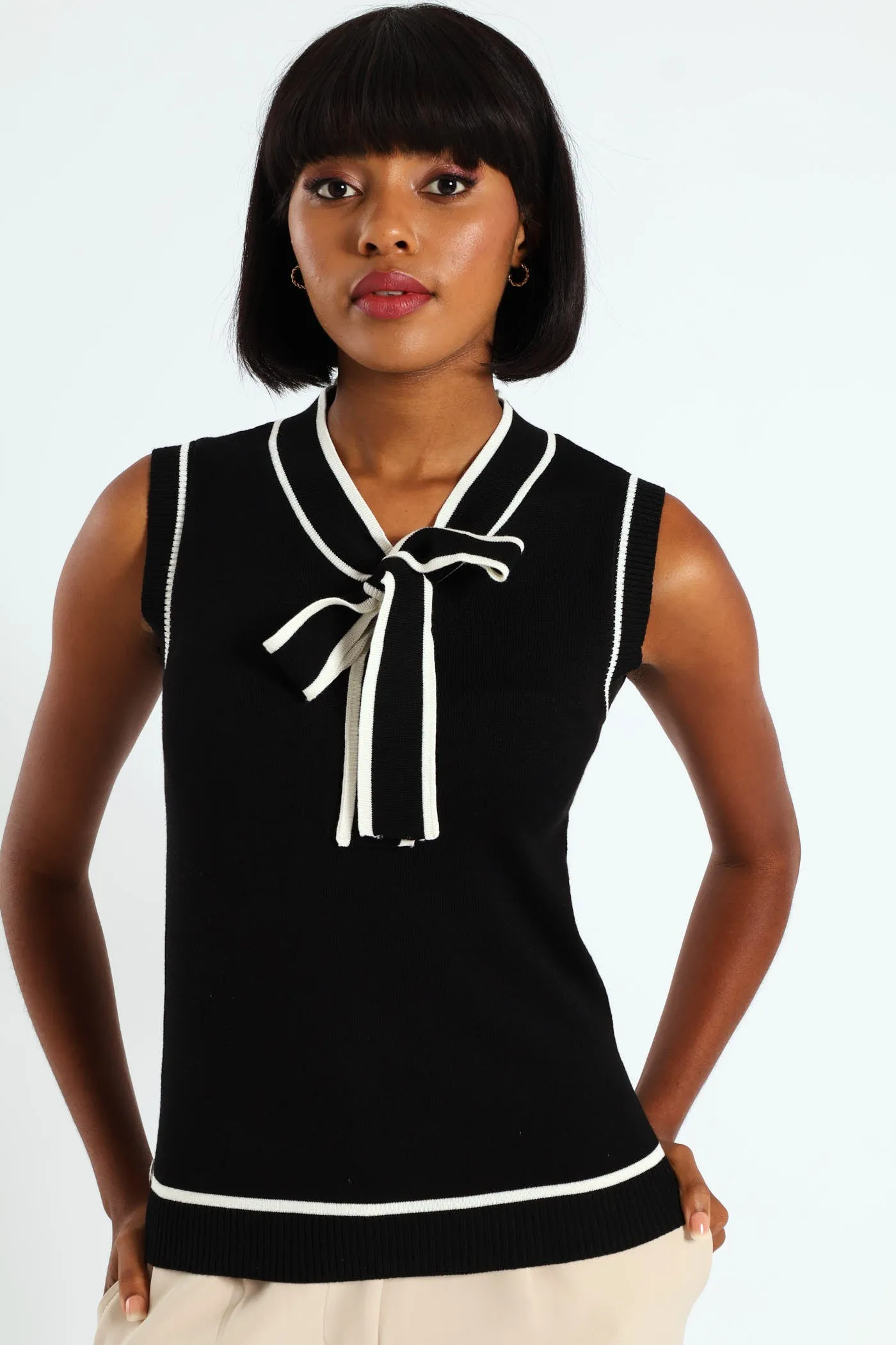 Tipped Front Kitty Bow Top - Black sold by Edgars product image thumbnail 3