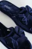 Velour Open Toe Slipper With Bow Detail - Navy sold by Edgars